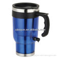 16oz blue stainless steel electric heated travel mug